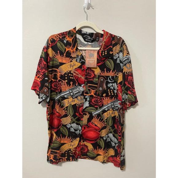 Buffalo Outdoors® Men’s Rayon Button Up Biker Tattoo - Picture 2 of 2